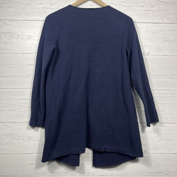 Ann Taylor womens blue long sleeve cardigan size medium pockets cotton viscose - Picture 4 of 5